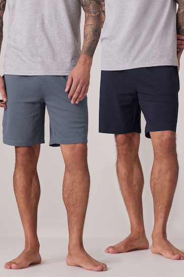 Navy Blue/Grey Texture Lightweight Jogger Shorts 2 Pack