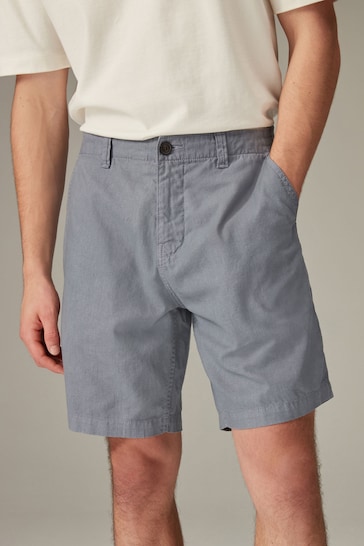 Blue Linen Blend Chino Shorts