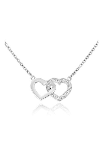 Beaverbrooks Cubic Zirconia Double Heart Necklace