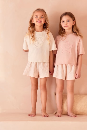 Pink/Cream Short Pyjamas 2 Pack (9mths-16yrs)