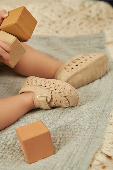 Stone Neutral Woven Baby Loafers (0-24mths)