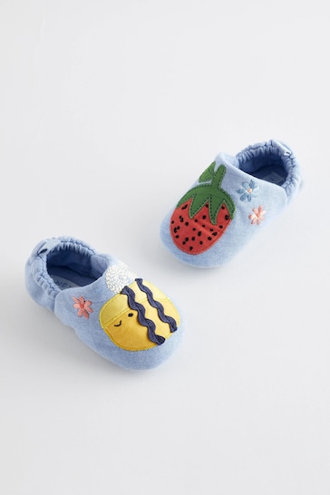 Denim Blue Character Slip-On Baby Shoes (0-24mths)