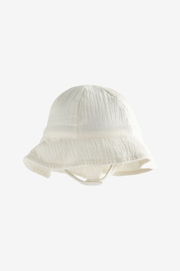 Ecru Baby Wide Brim Crinkle Hat (0mths-2yrs)