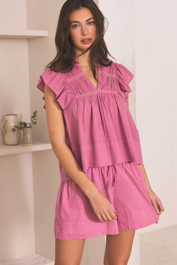 Pink Lightweight Cotton Short Set Pyjamas