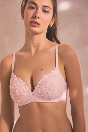 Light Pink Pad Non Wire Comfort Lace Bra