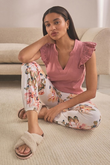 Pink Floral Cotton Pyjamas