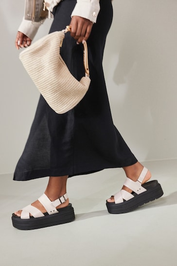 Bone Extra Wide Fit Chunky Wedge Sandals