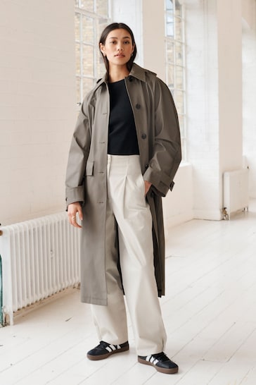 Neutral Rubber Trench Coat