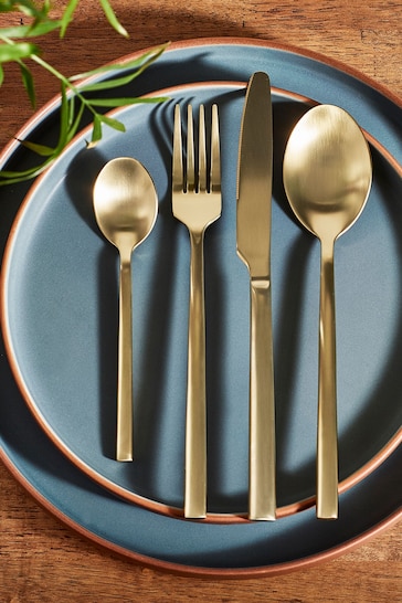Buy Gold Valencia Stainless Steel 16pc Cutlery Cutlery Set from the Next UK online shop