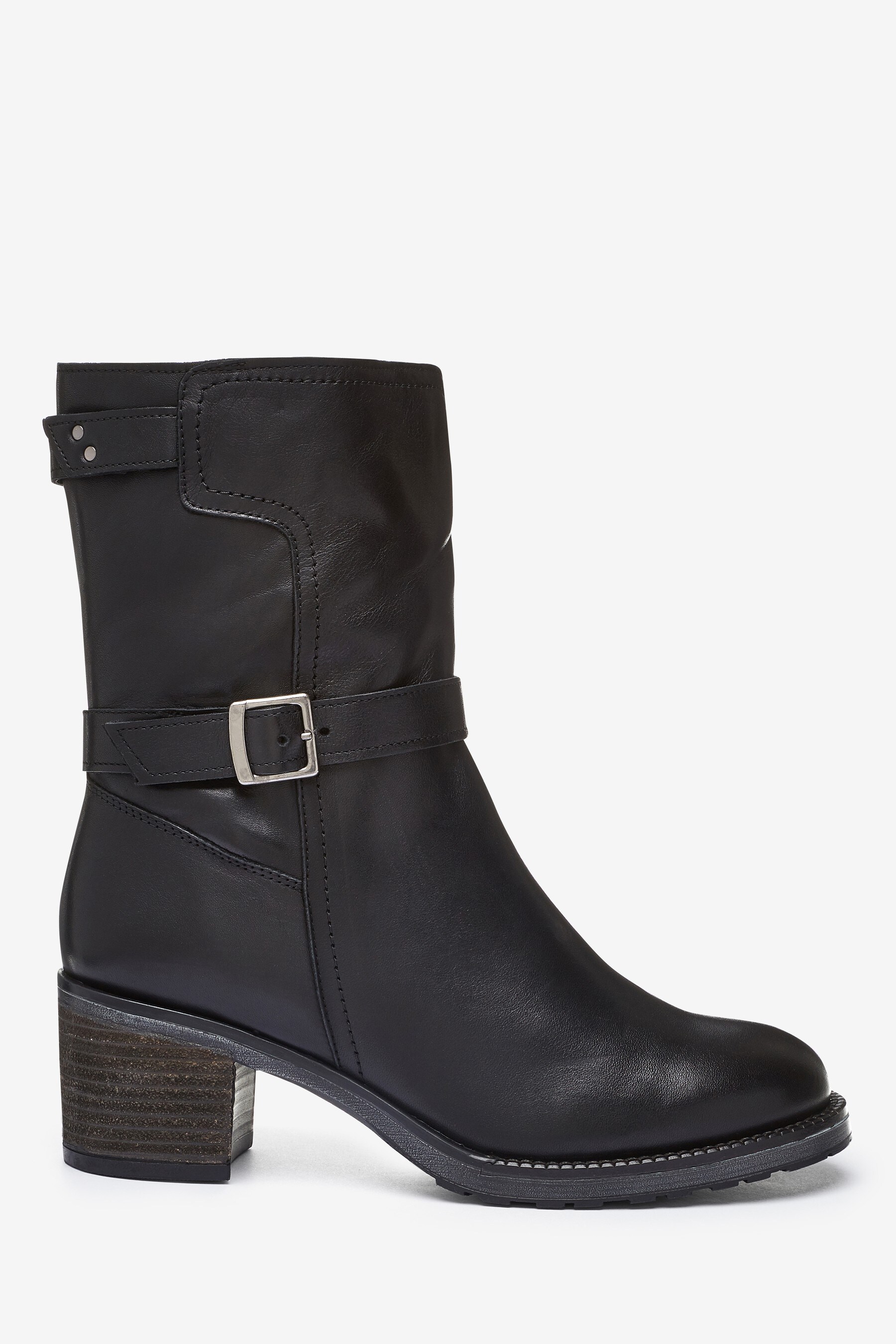 Buy Black Forever Comfort® Buckle Borg Lined Heeled Boots from the Next ...