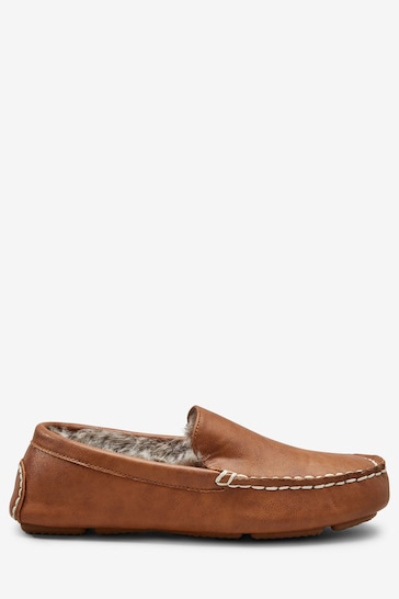 Tan Brown Moccasin Slippers