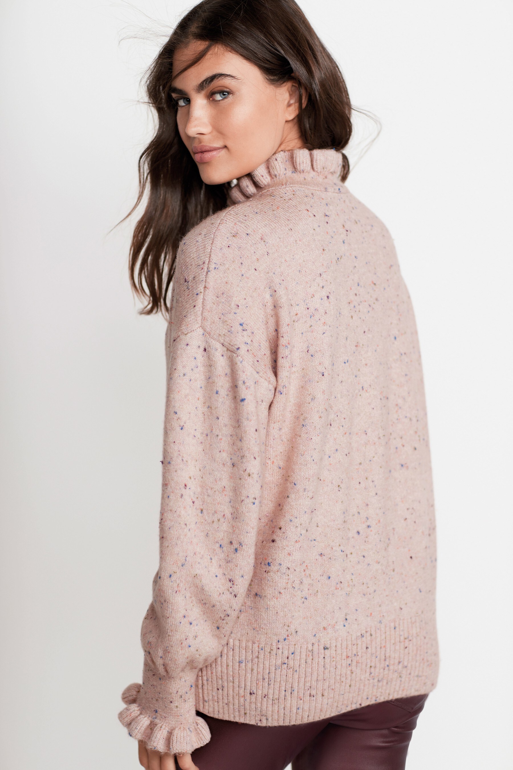 Buy Pink Neppy Ruffle Neck Jumper from the Next UK online shop