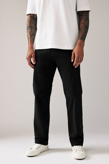 Black Relaxed Fit Stretch Chino Trousers