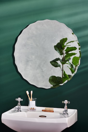 Clear Scalloped Round Wall Mirror 60x60cm