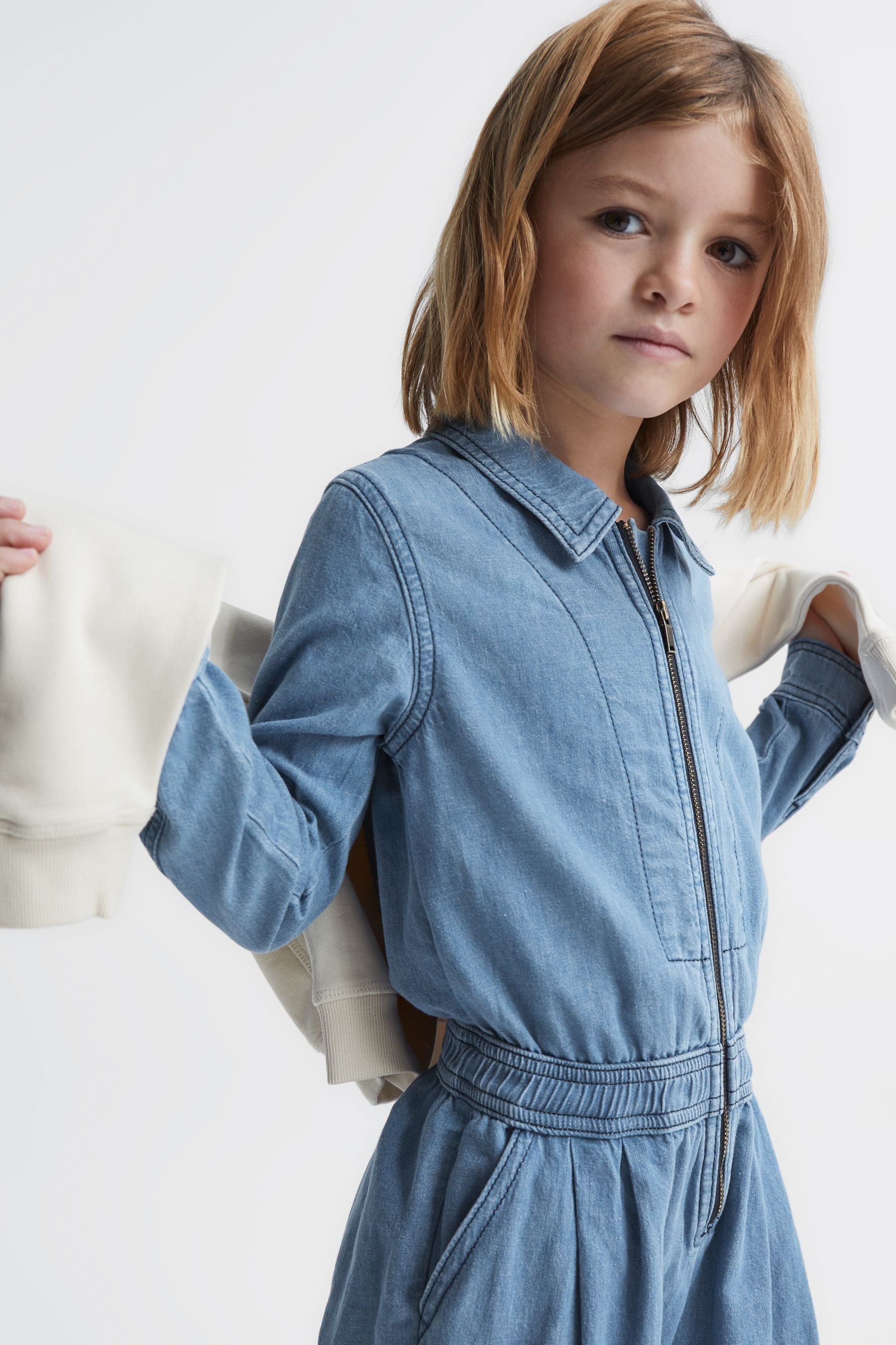 Next girls denim jumpsuit store