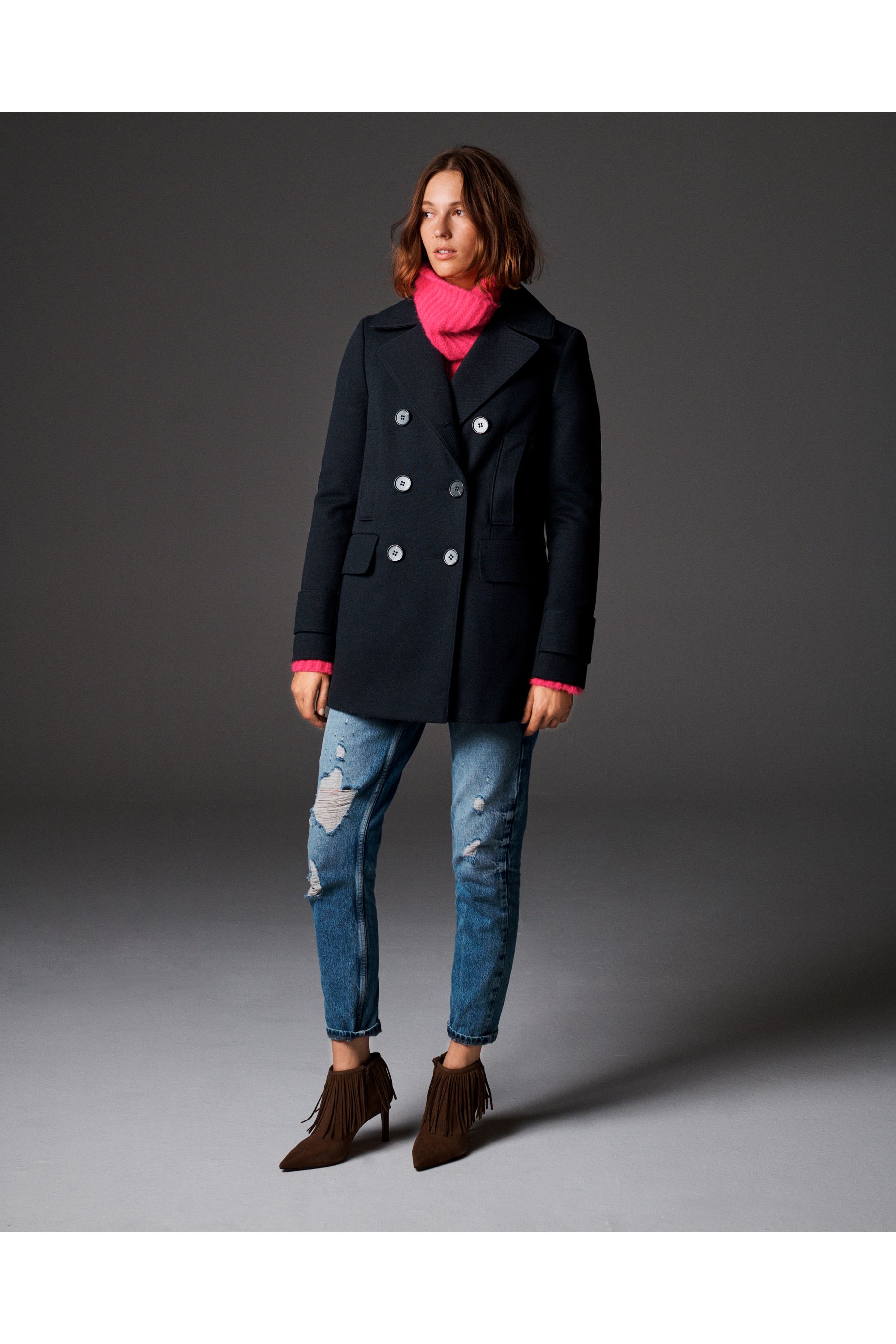 Buy Navy Blue Double Breasted Pea Coat from Next Ireland