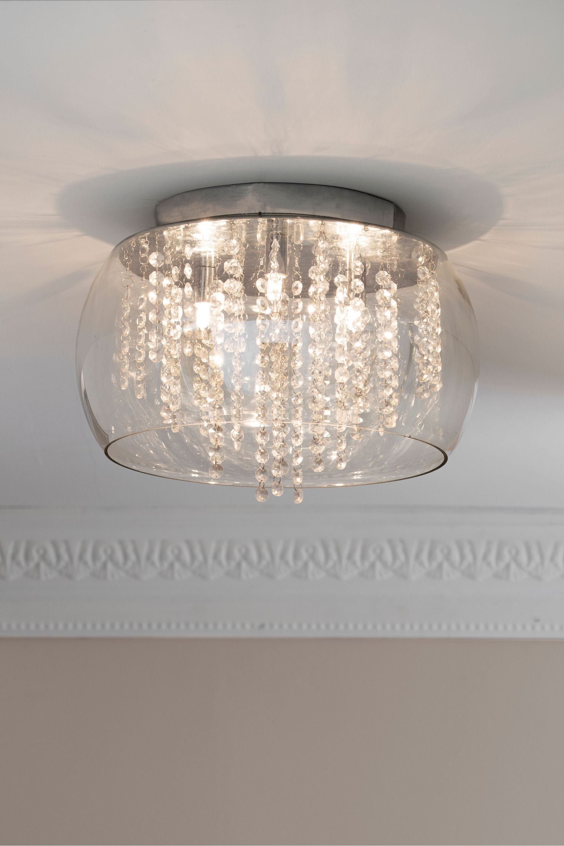 Clear Bella 3 Light Flush Ceiling Light