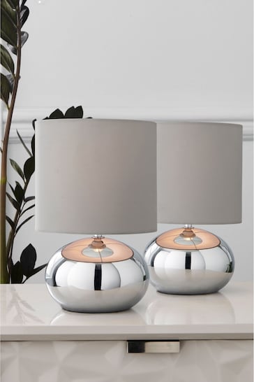 Chrome Pebble Twin Pack Table Lamp