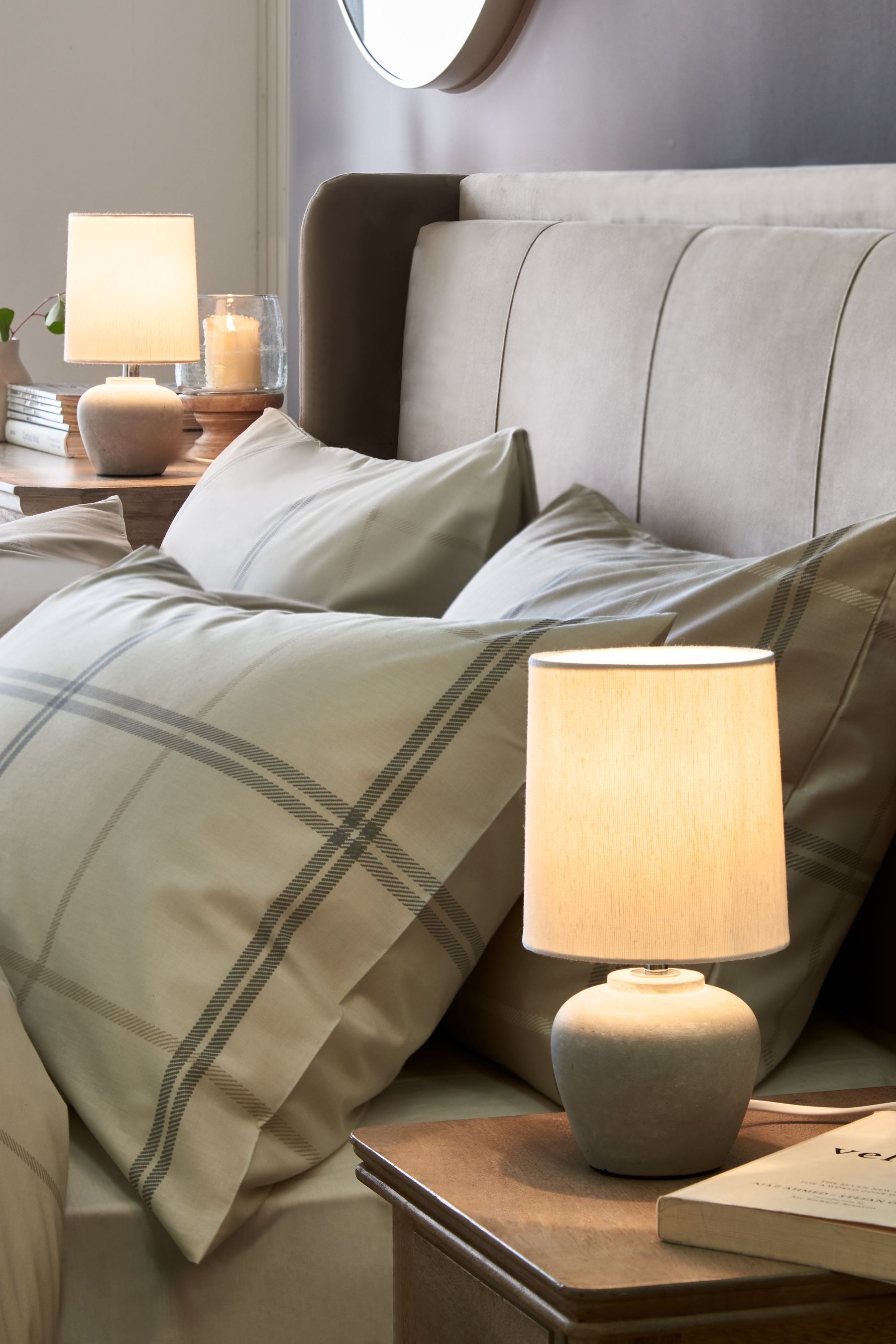 Grey Lydford Bedside Table Lamp