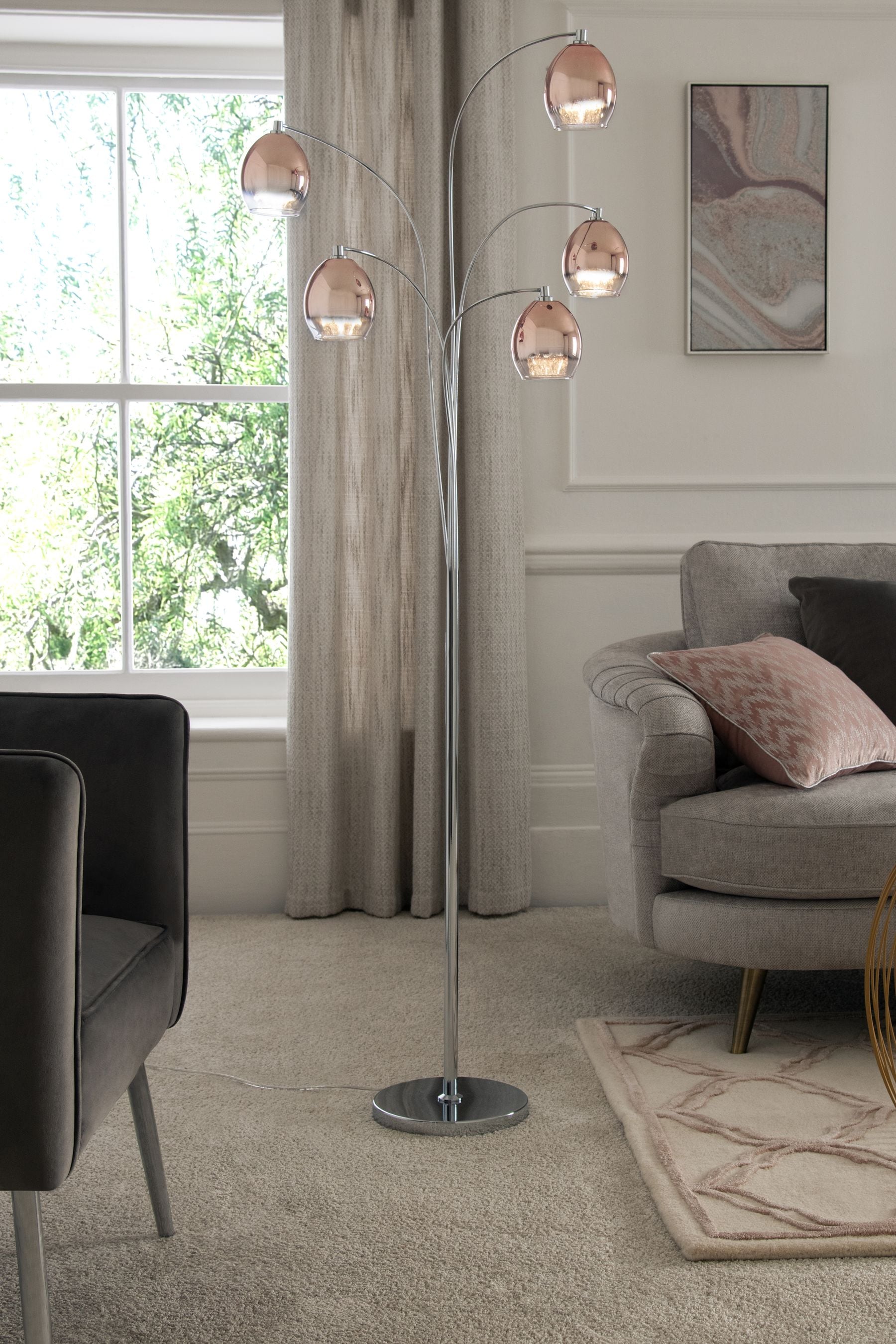 Rose gold shop standing lamp
