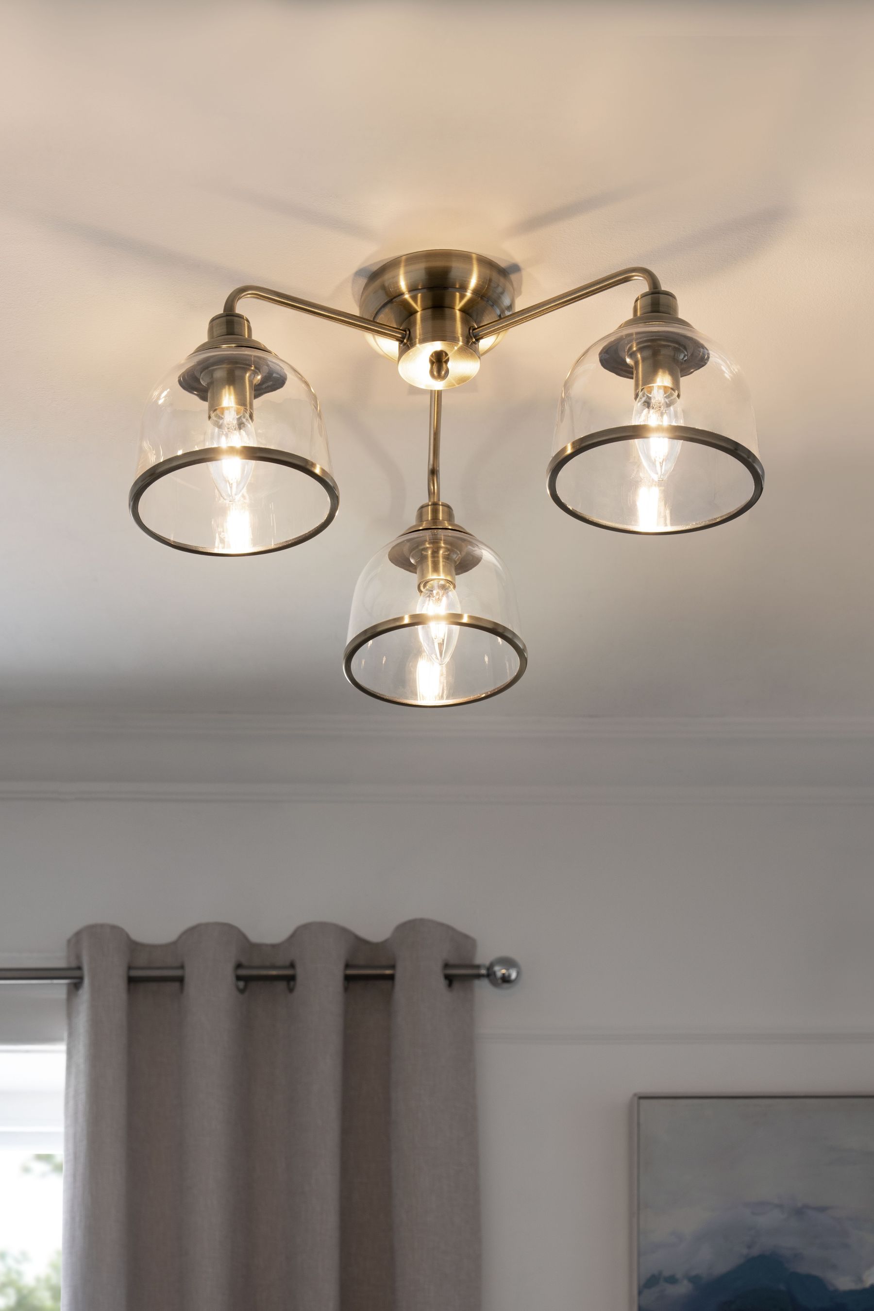 Buy Brass Gloucester 3 Light Flush Ceiling Light From The Next UK ...