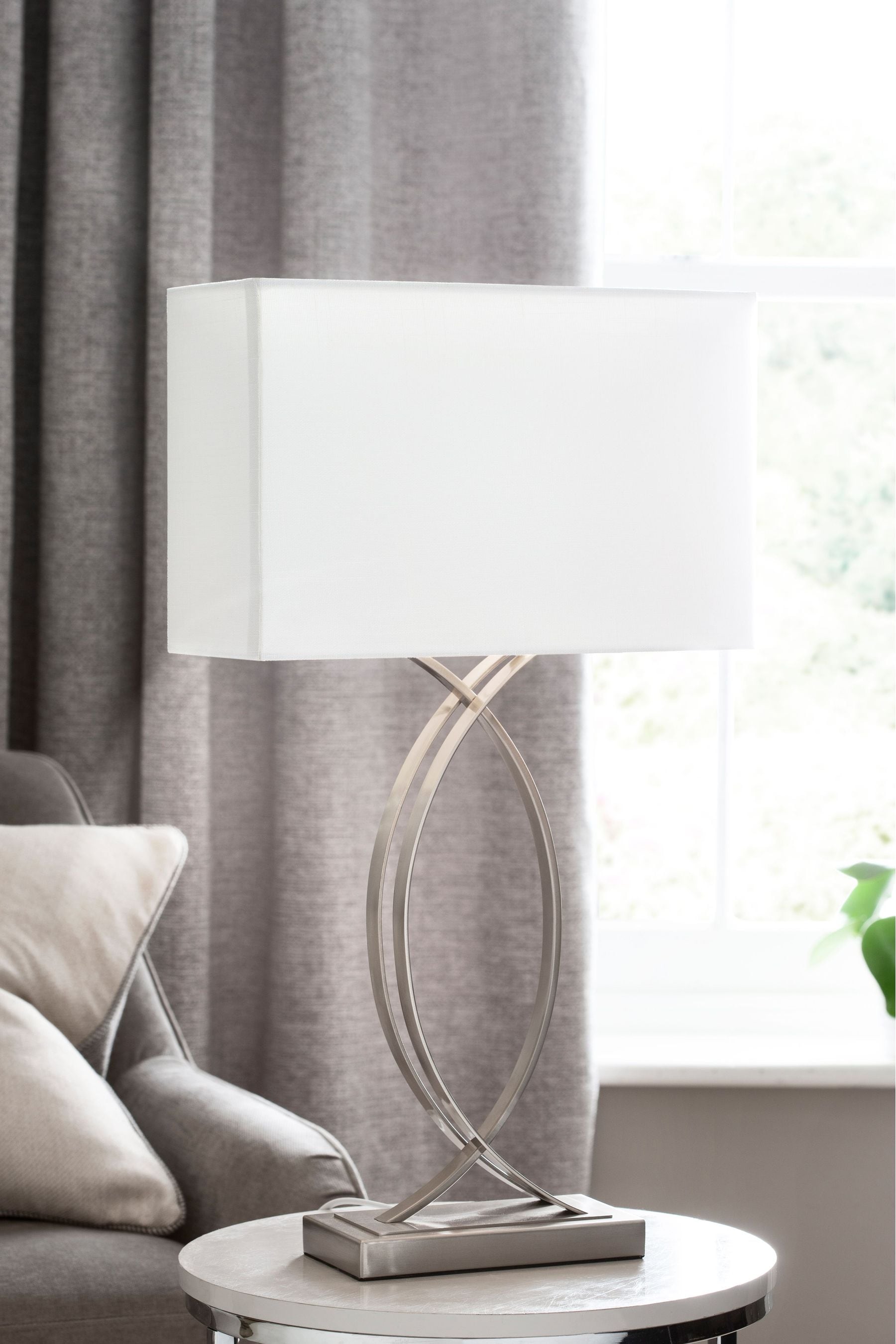 Brushed chrome best sale table lamp