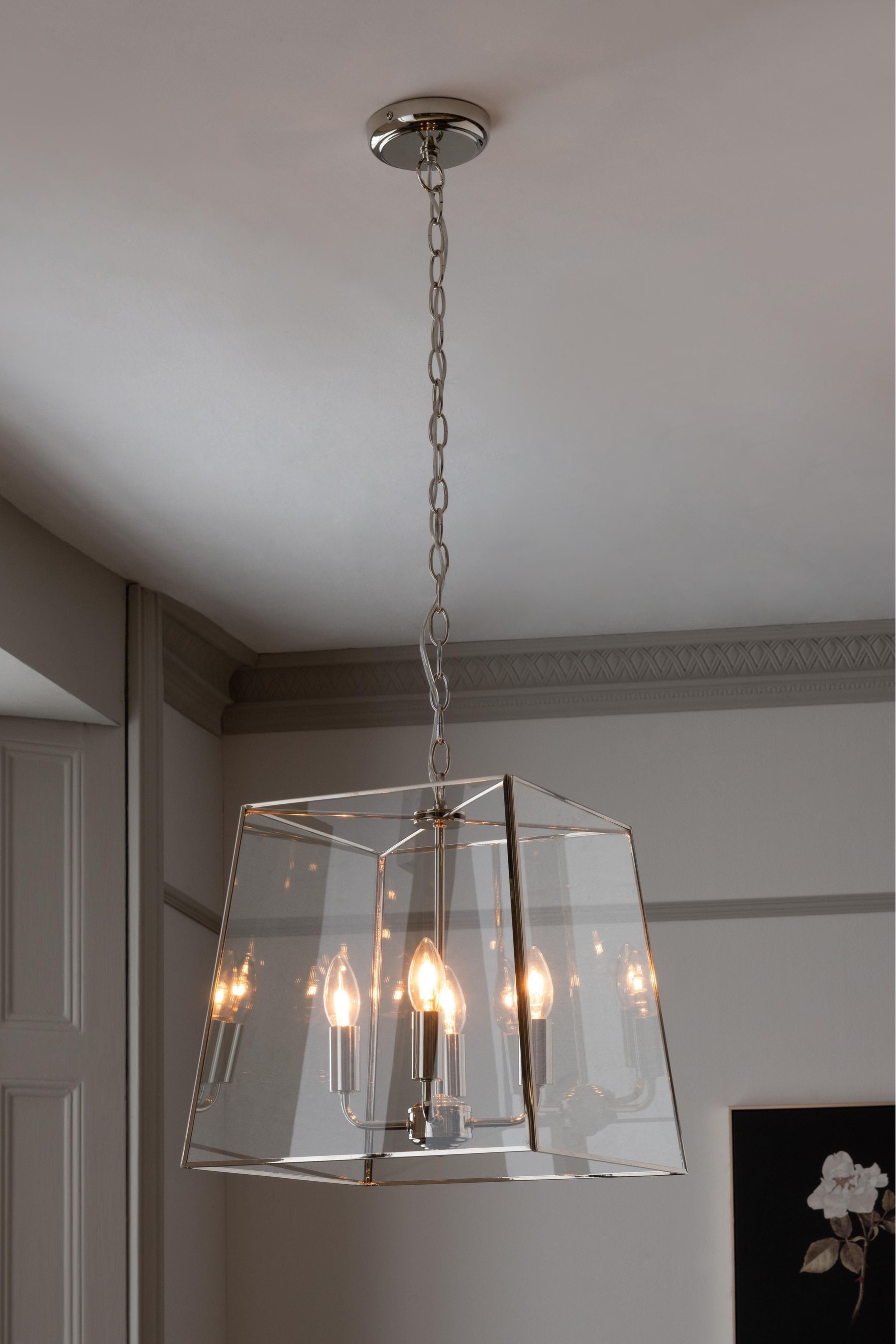 Four shop light chandelier