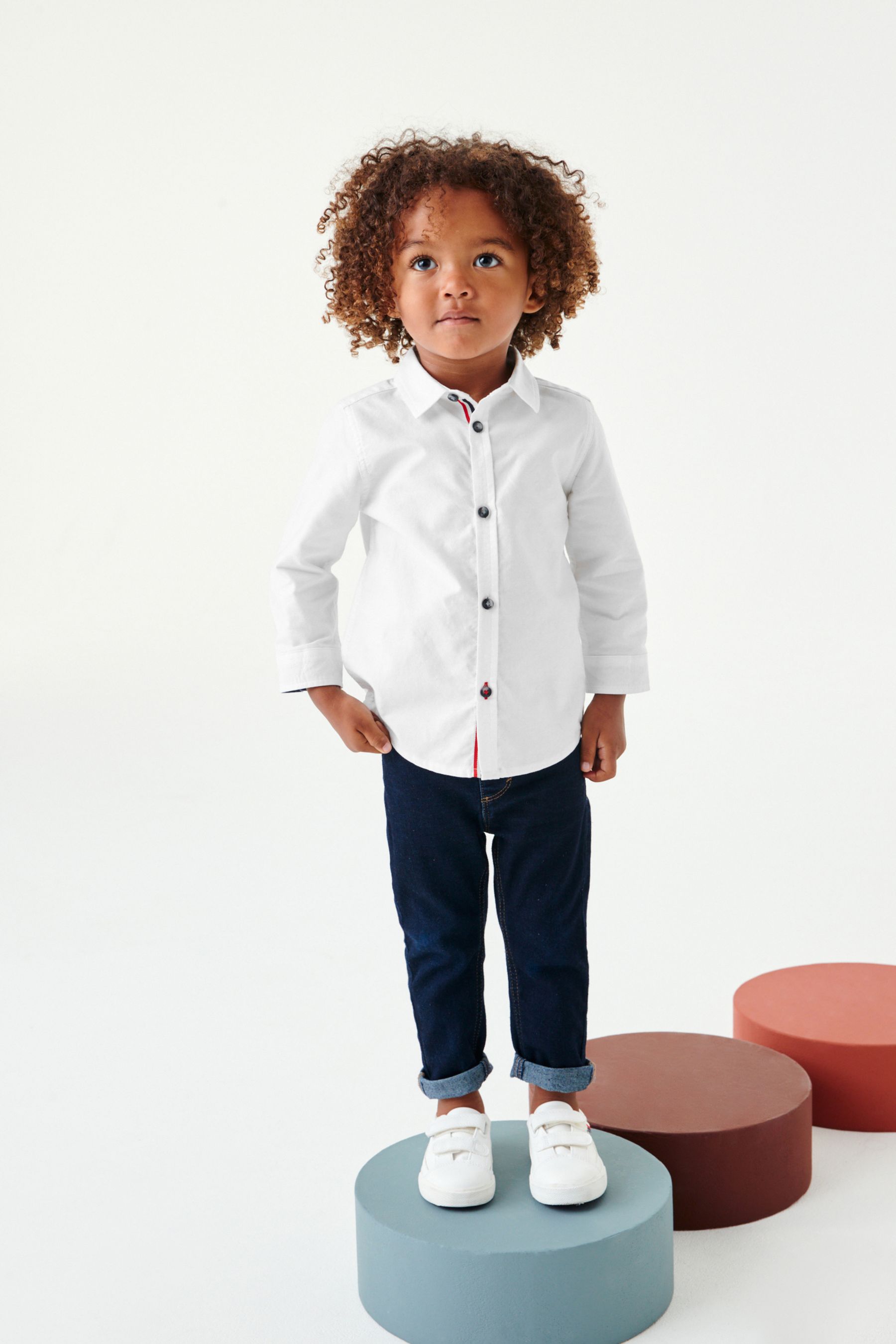 Buy White Long Sleeve Trimmed Oxford Shirt (3mths-7yrs) from the Next ...