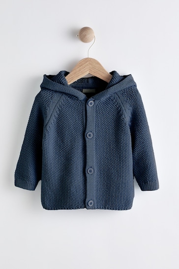 Navy Blue Knitted Baby Bear Cardigan (0mths-2yrs)