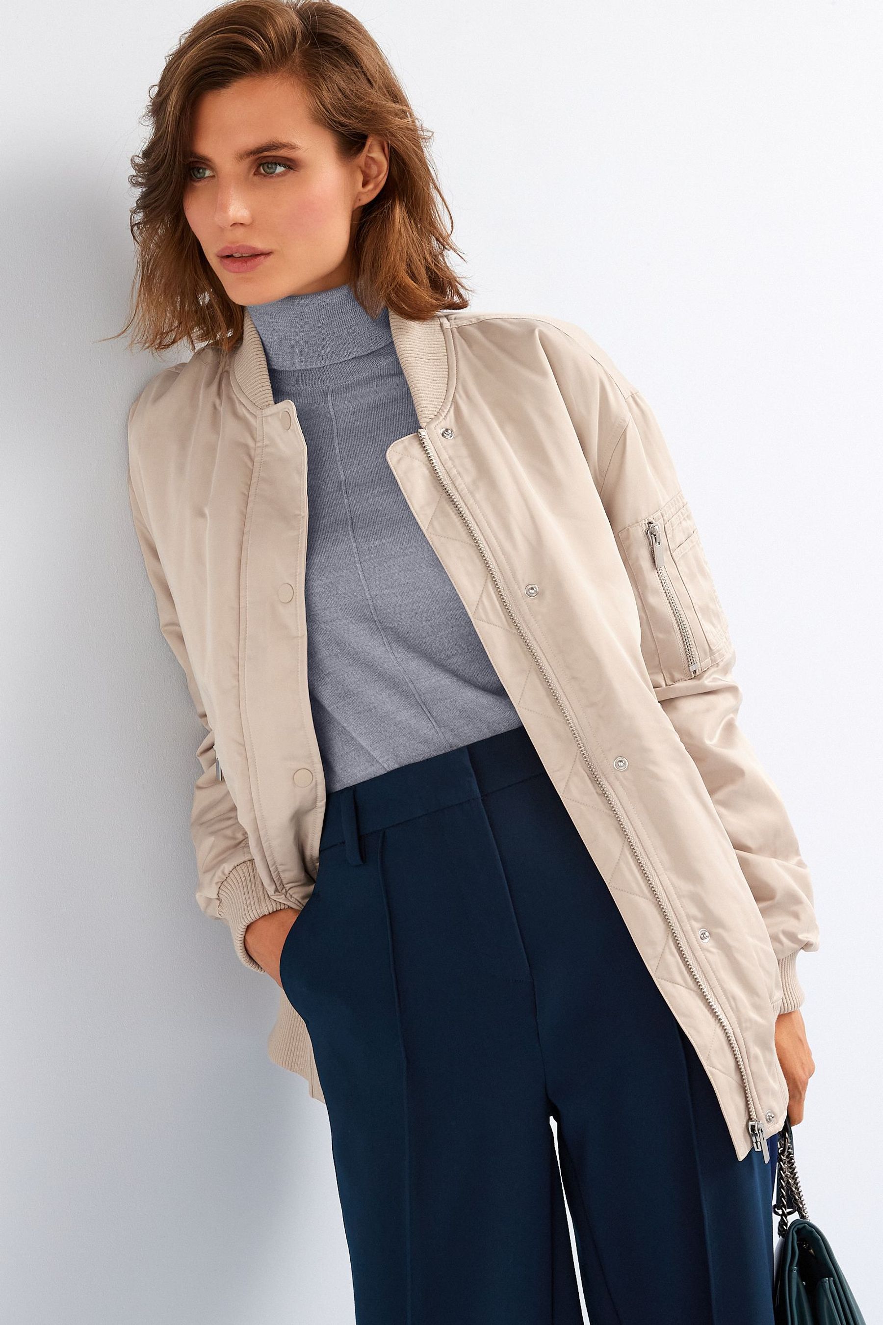 Buy Champagne Gold Longline Bomber Jacket from Next Ireland