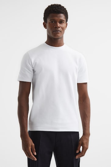 Reiss White Cooper Slim Fit Honeycomb T-Shirt