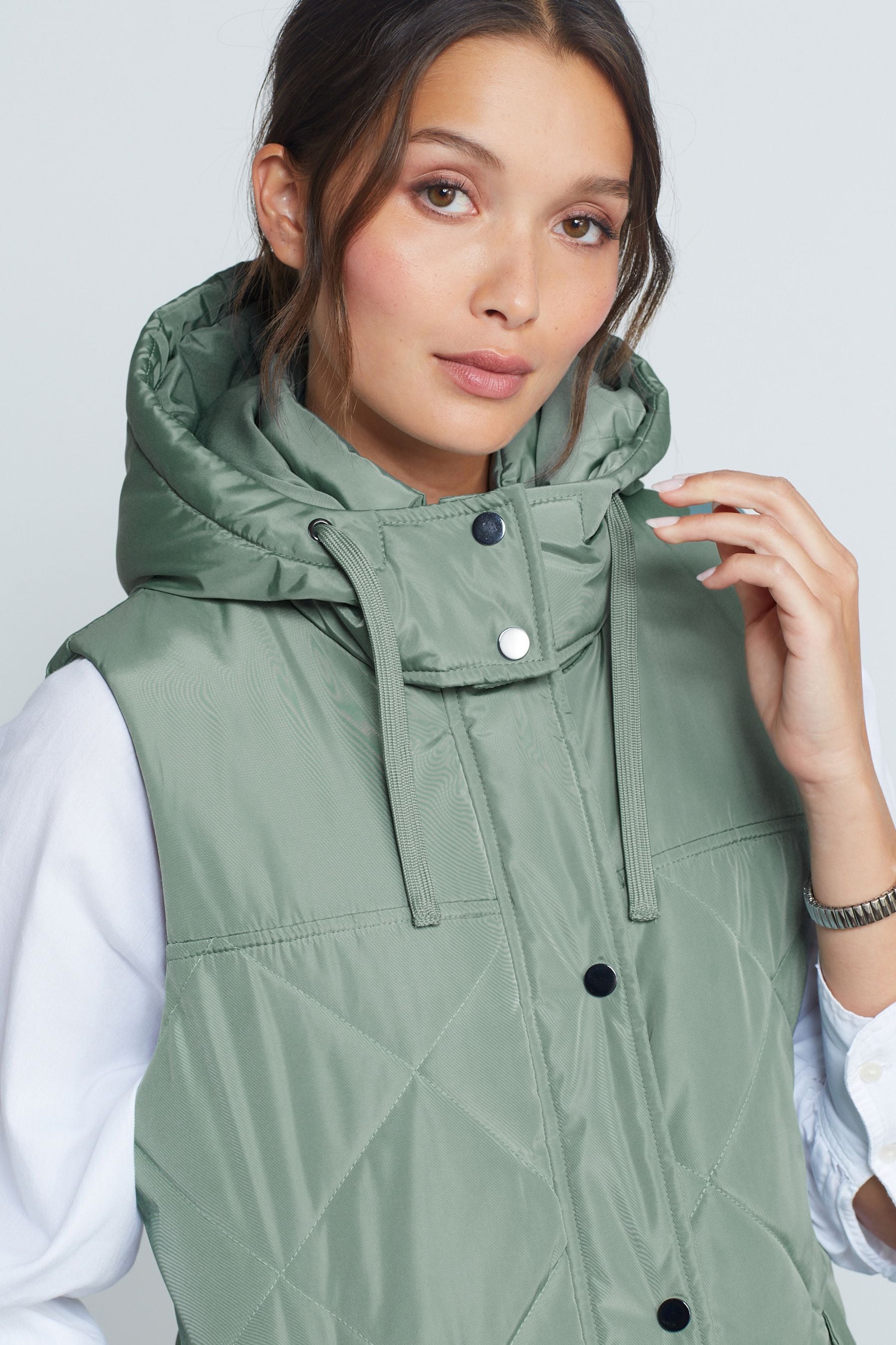 Buy Mid Length Hooded Quilted Gilet from Next Ireland