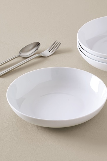 White Nova Dinnerware Set of 4 Pasta Bowls