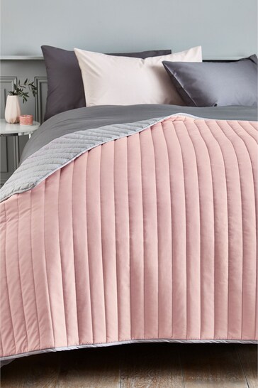 Pink Reversible Cotton Rich Bedspread