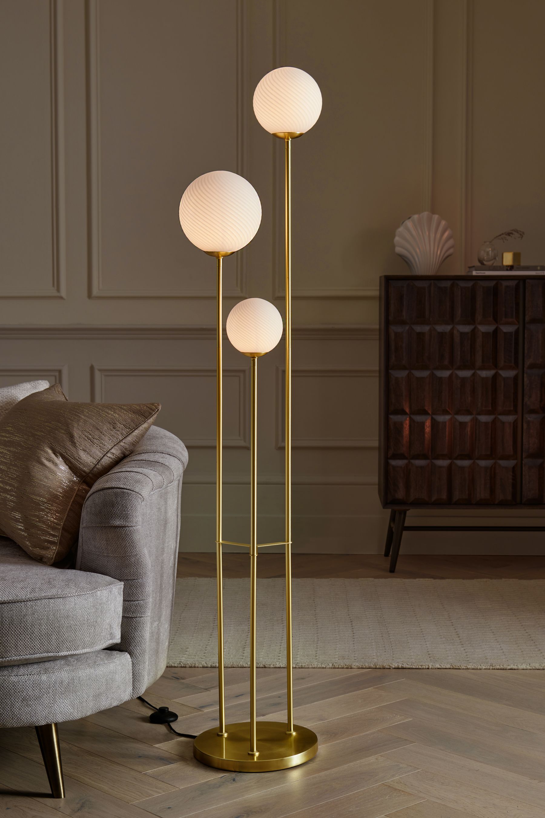 Brass Bromma 3 Light Floor Lamp
