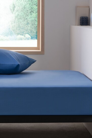 Blue Easy Care Polycotton Fitted Sheet