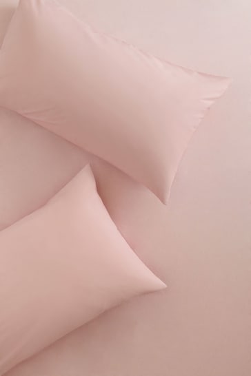 Set of 2 Pink Easy Care Polycotton Pillowcases