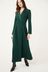 Green Long Sleeve Crepe Wrap Maxi Dress