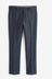 Navy Slim Fit Signature Marzotto Italian Fabric Textured Suit: Trousers