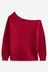 Dark Red Premium 100% Wool Off The Shoulder Jumper
