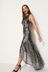 Black/Silver Sleeveless Sequin Midi Dress