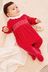 Red Velour Collared Baby Sleepsuit (0mths-3yrs)