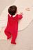 Red Velour Collared Baby Sleepsuit (0mths-3yrs)