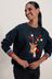 Navy Blue Reindeer Pom Pom Christmas Novelty Sweatshirt