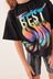 Black Rainbow Graphic T-Shirt And Sequin Cycling Shorts (3-16yrs)