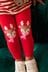 Red Christmas Reindeer Embroidered Leggings (3mths-7yrs)
