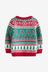 Red/Green Candy Cane Fairisle Pattern Knitted Christmas Jumper (3mths-7yrs)
