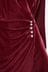 Berry Red Velvet Diamanté Button Detail Mini Dress