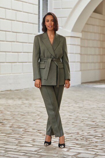 Green Tailored Taper Trousers