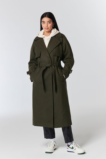 Buy Khaki Green Belted Quilt Lined Trench Style Coat from the Next UK ...